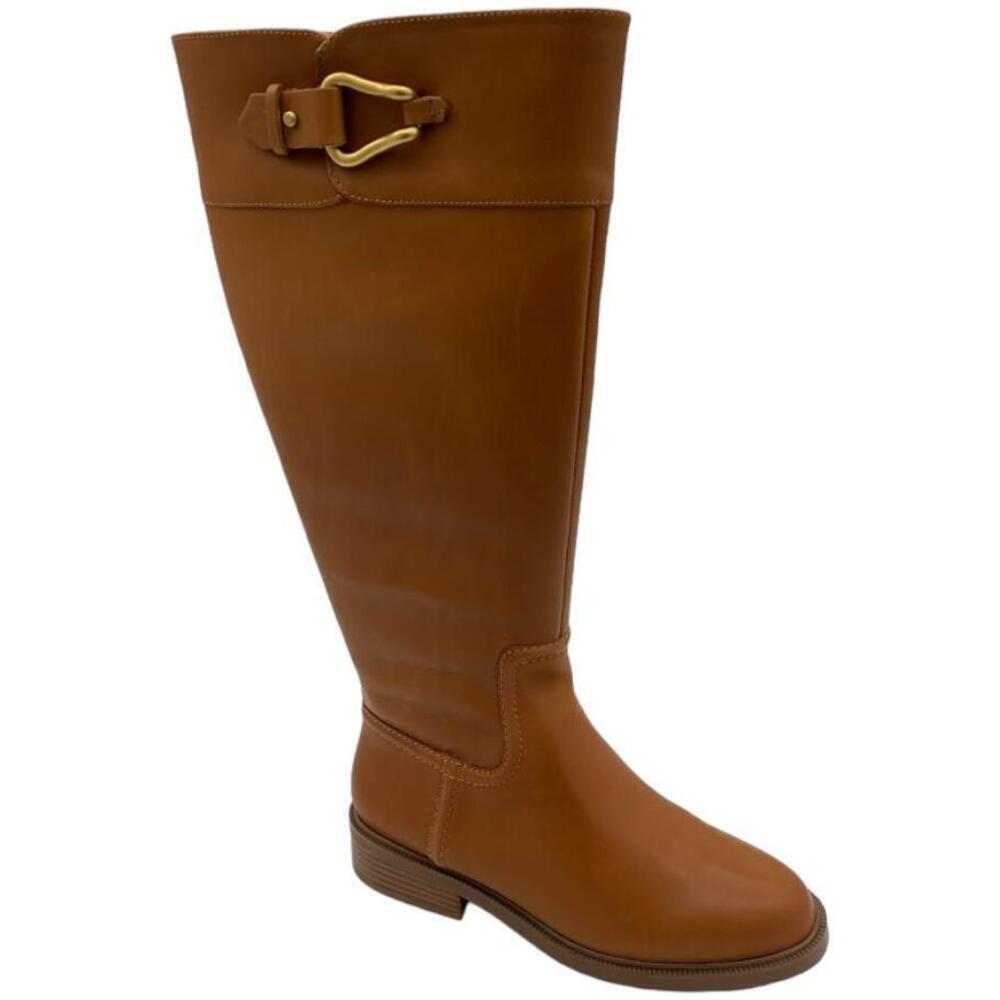 Vince Camuto Wide Calf Leather Riding Boots Andalian Golden Walnut - Wide